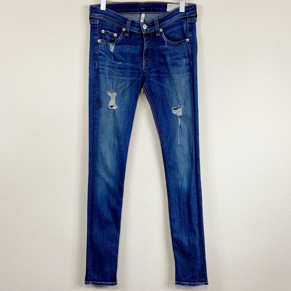 Rag & Bone Warren Distressed Skinny Jeans Sz 26 - Picture 2 of 11